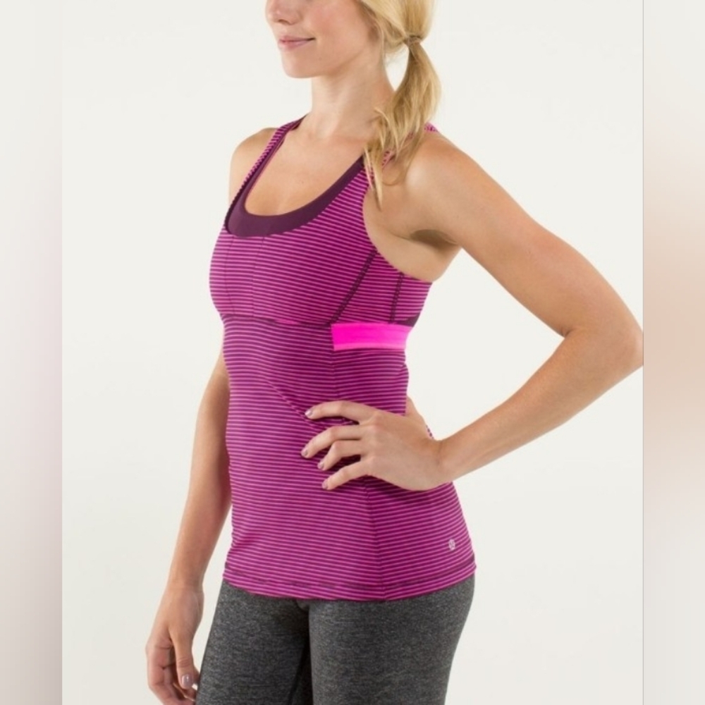 lululemon athletica Pink Striped Tank Top